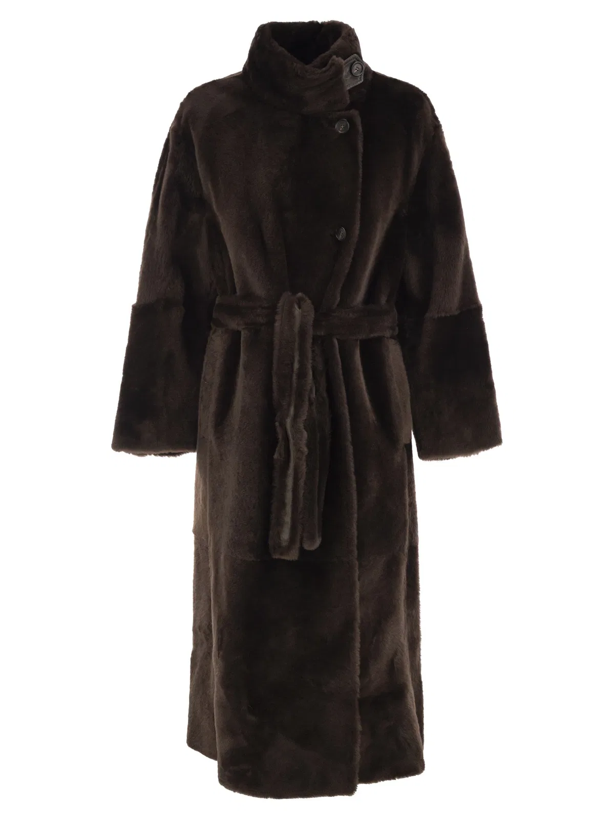 Brunello Cucinelli Long Shearling Coat With Belt