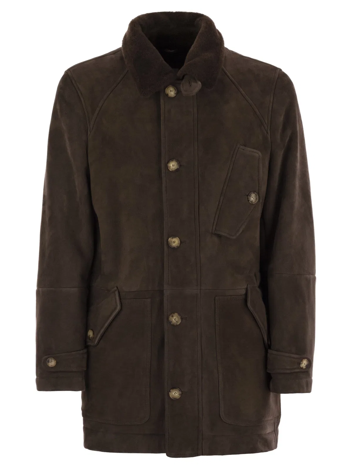 Brunello Cucinelli Tone-On-Tone Suede Shearling Coat