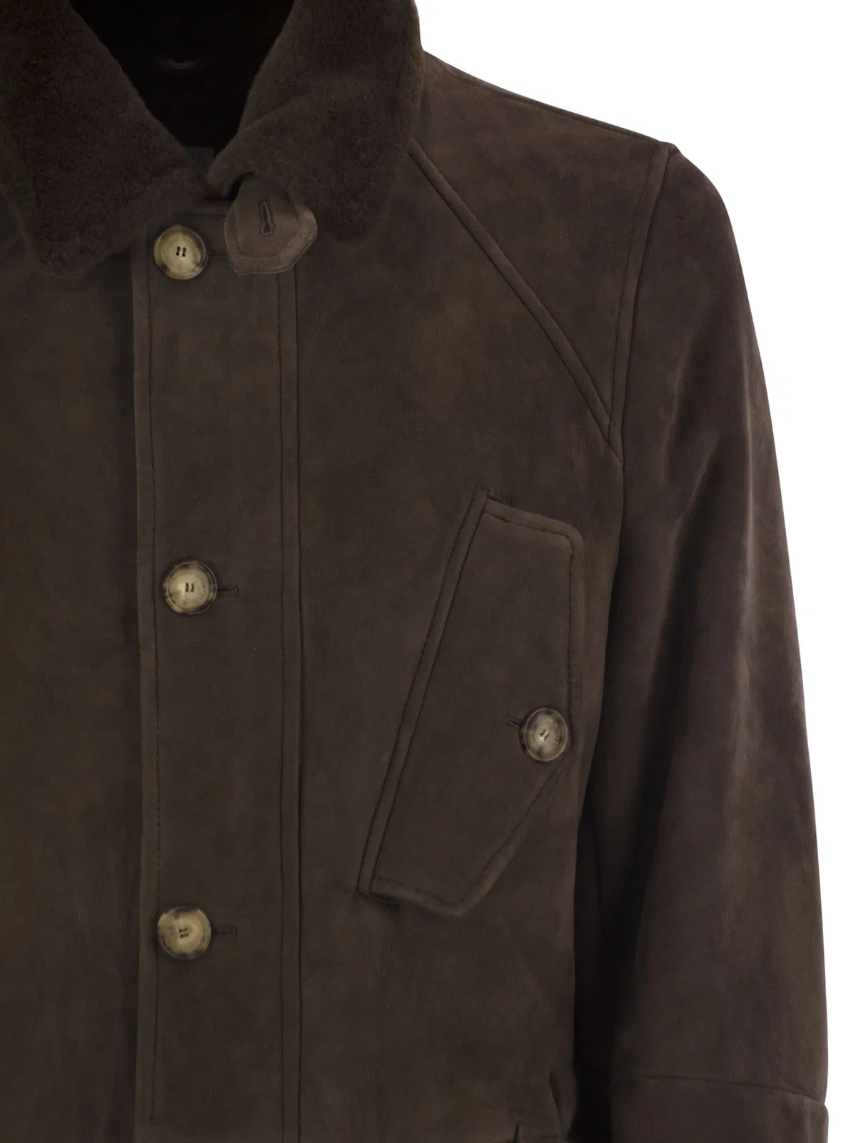 Brunello Cucinelli Tone-On-Tone Suede Shearling Coat
