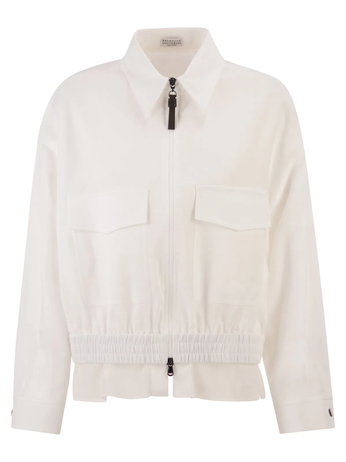 Brunello Cucinelli Cotton Canvas Outerwear With Shiny Zip P