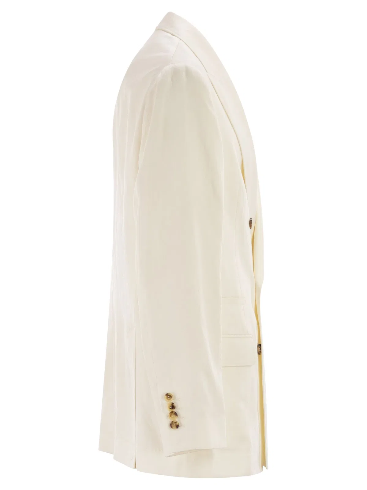 Brunello Cucinelli Double-Breasted Jacket In Silk And Linen