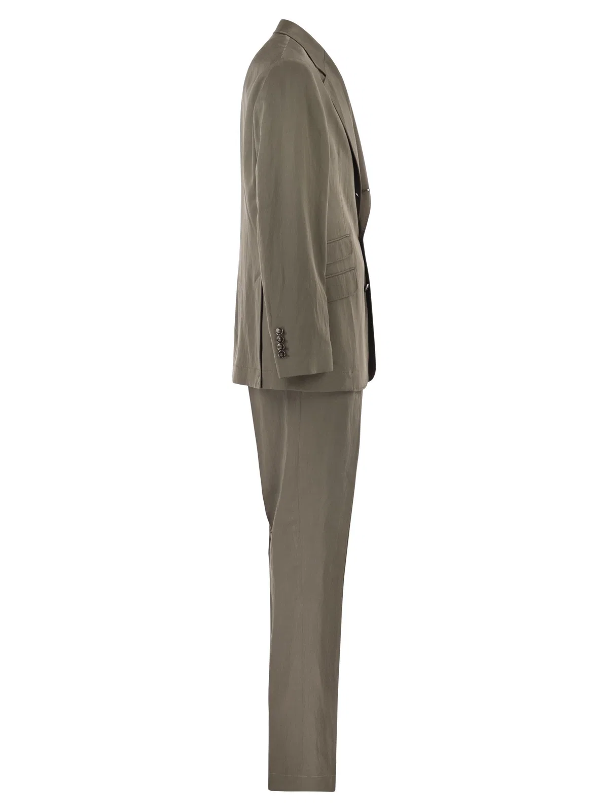 Brunello Cucinelli Silk And Linen Tailored Suit With Single