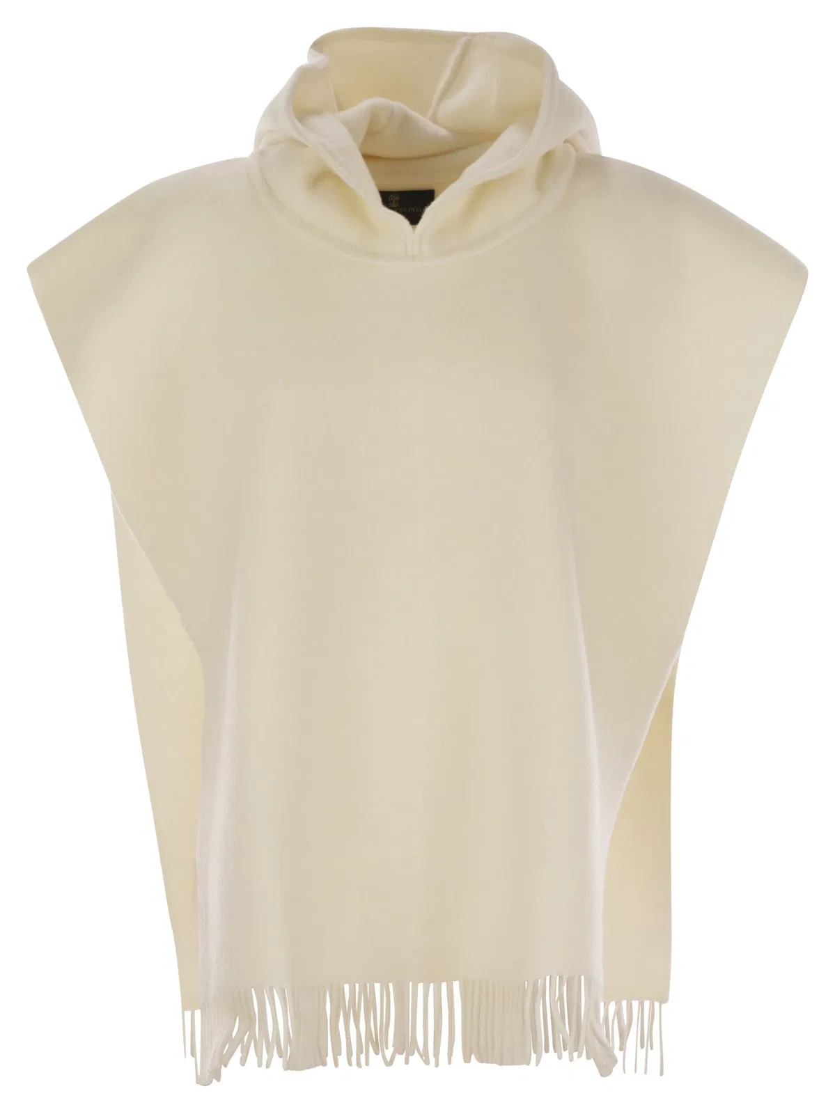Brunello Cucinelli Double Knit Wool And Cashmere Poncho Wit