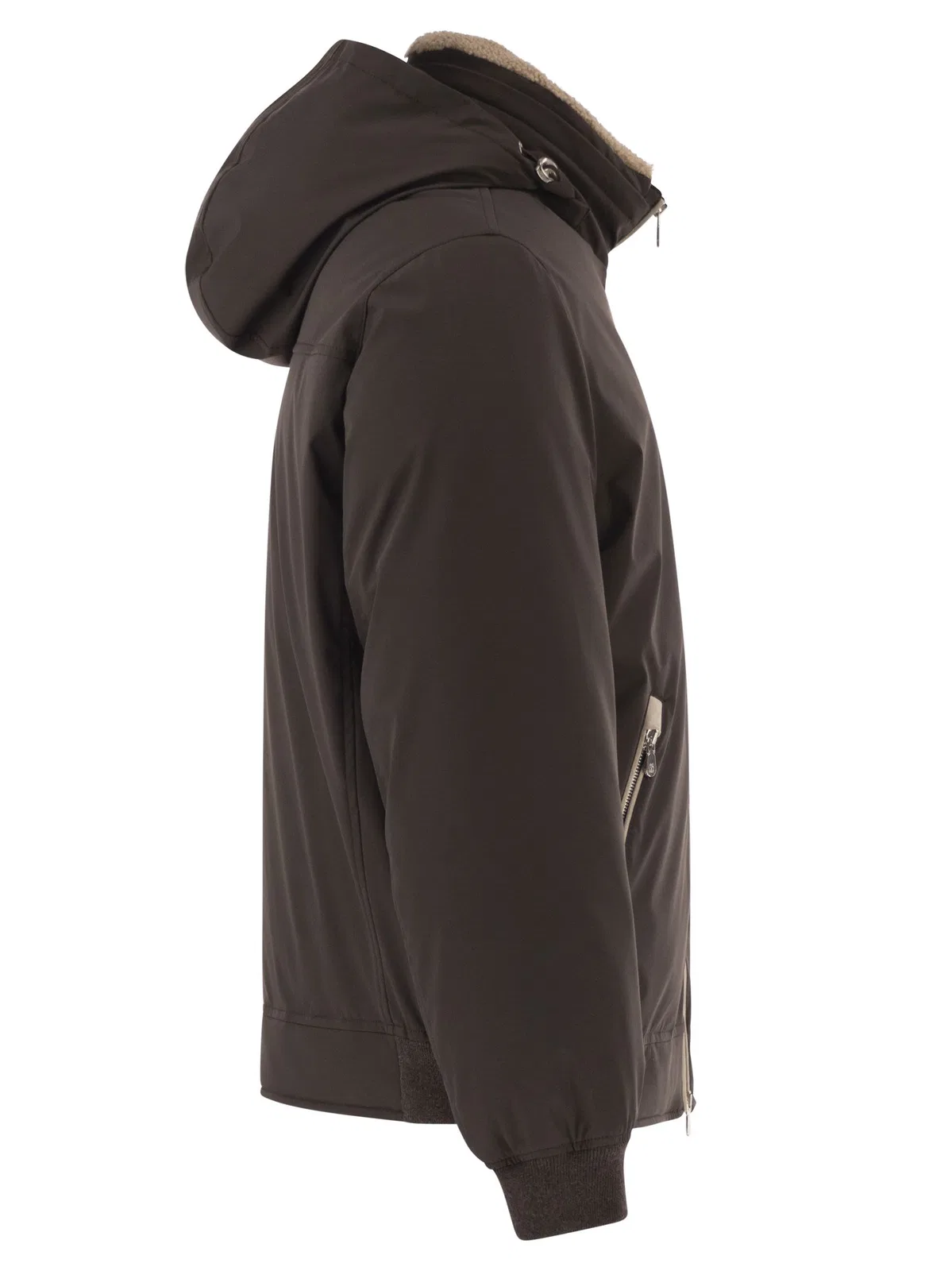 Brunello Cucinelli Padded Hooded Bomber Jacket With Shearli