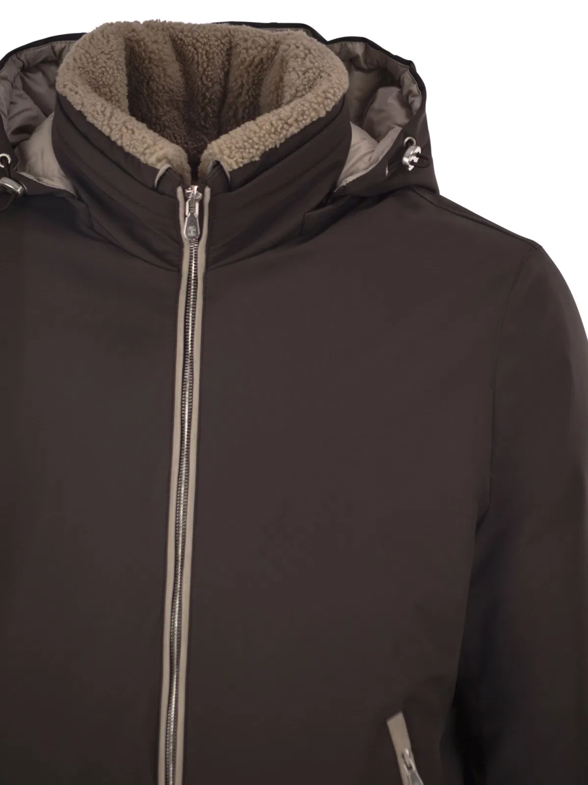 Brunello Cucinelli Padded Hooded Bomber Jacket With Shearli