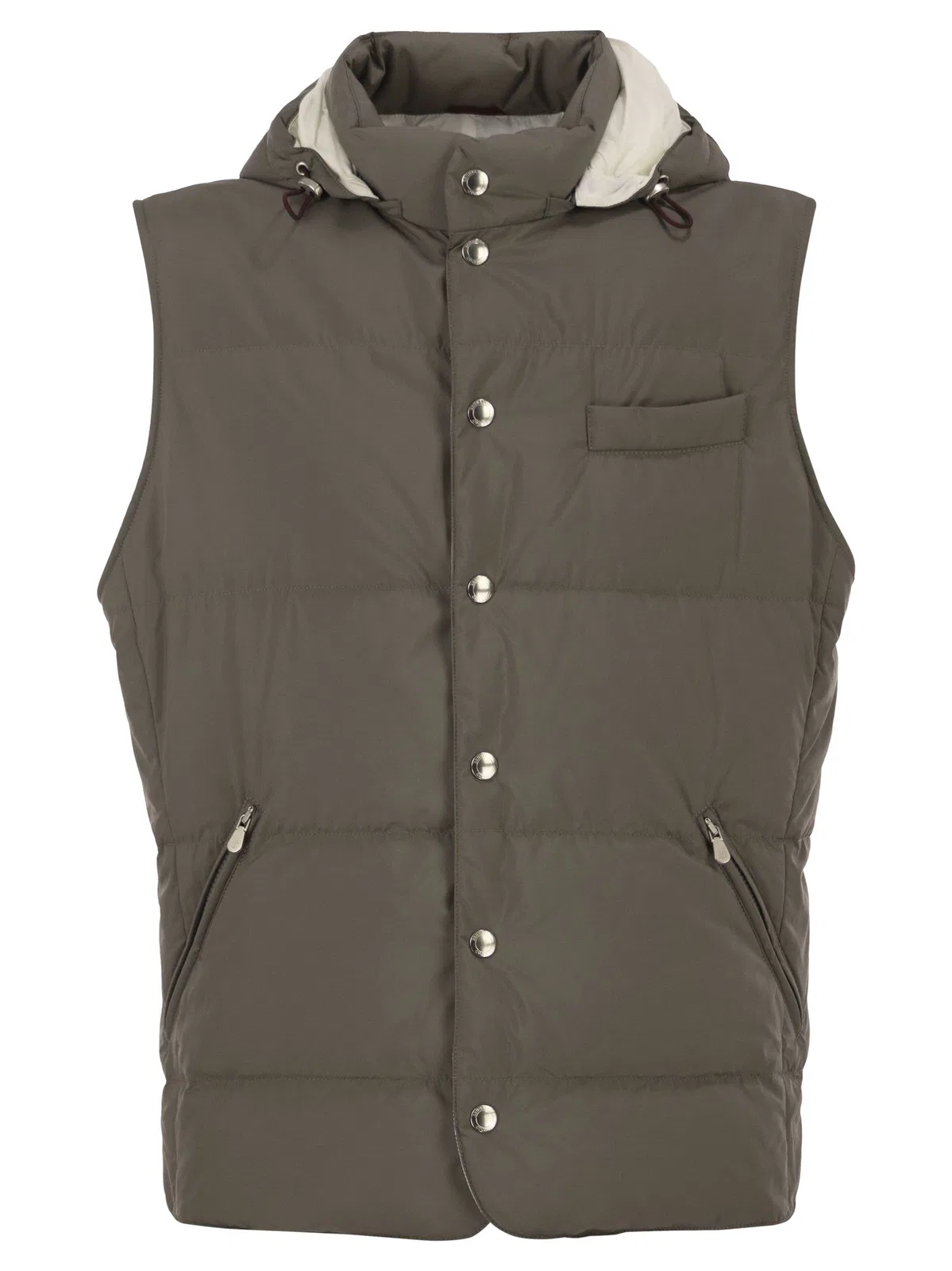 Brunello Cucinelli Padded Hooded Gilet In Technical Fabric
