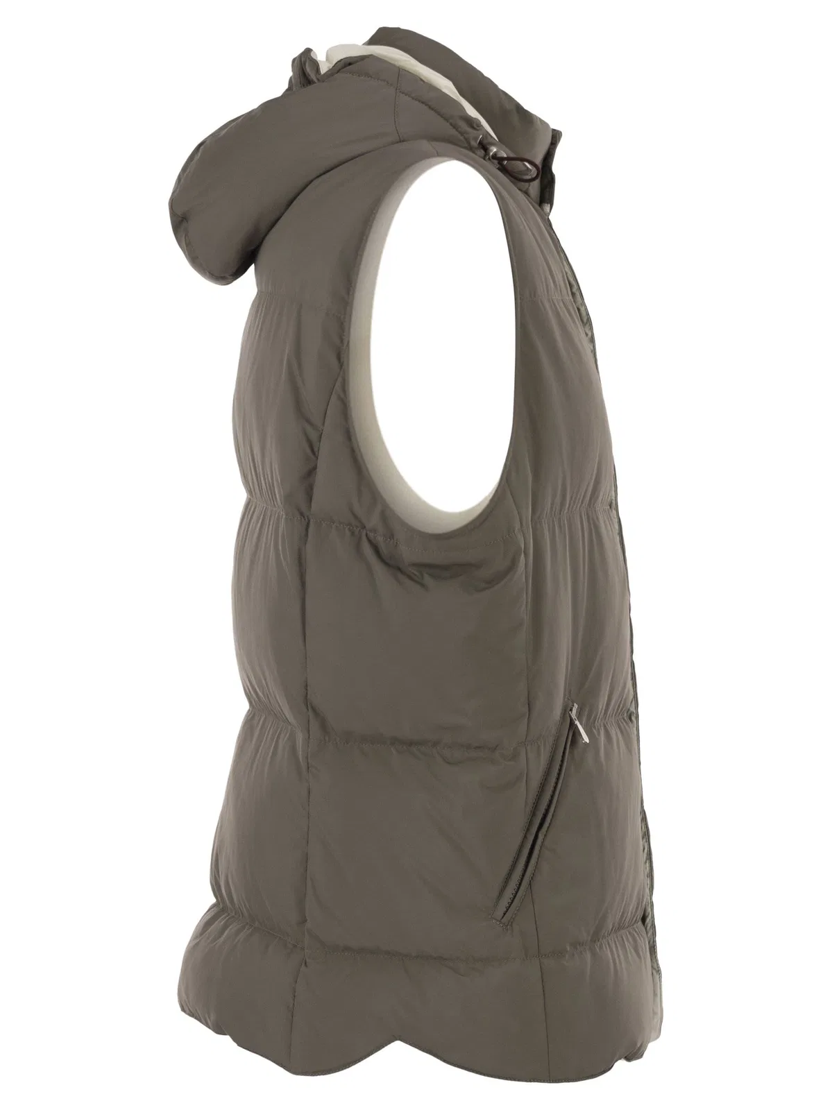 Brunello Cucinelli Padded Hooded Gilet In Technical Fabric