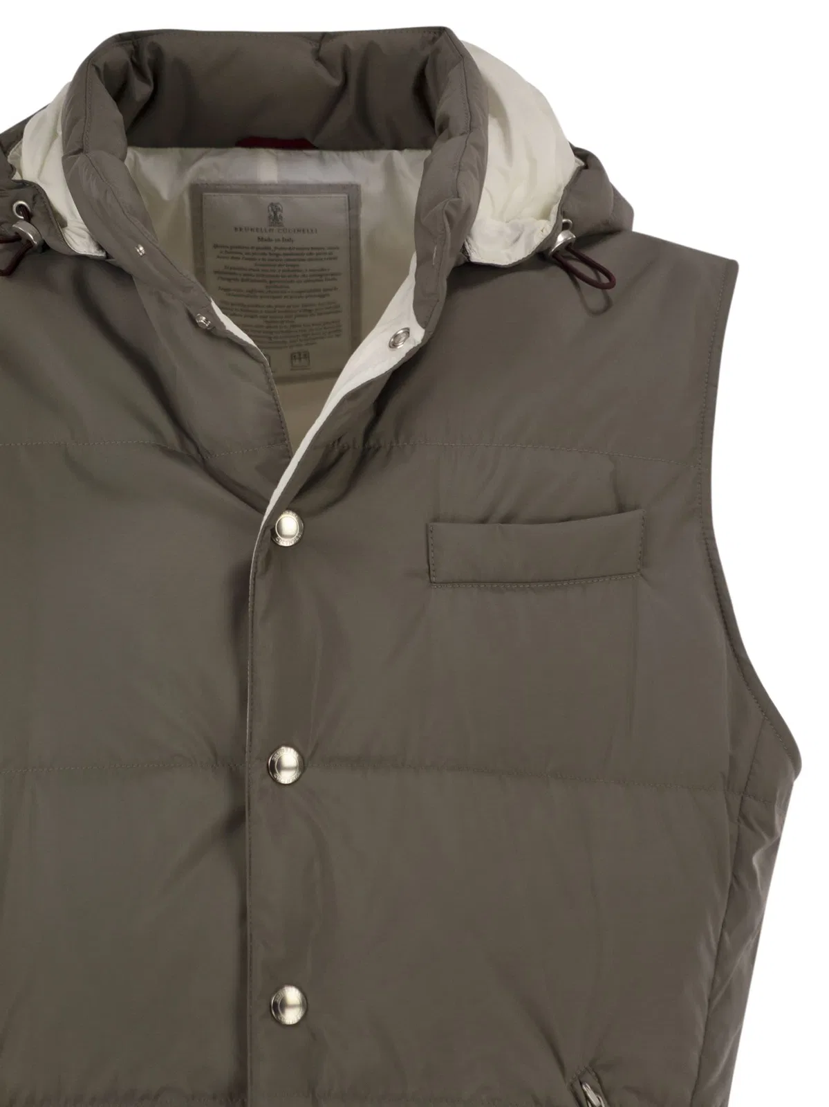 Brunello Cucinelli Padded Hooded Gilet In Technical Fabric