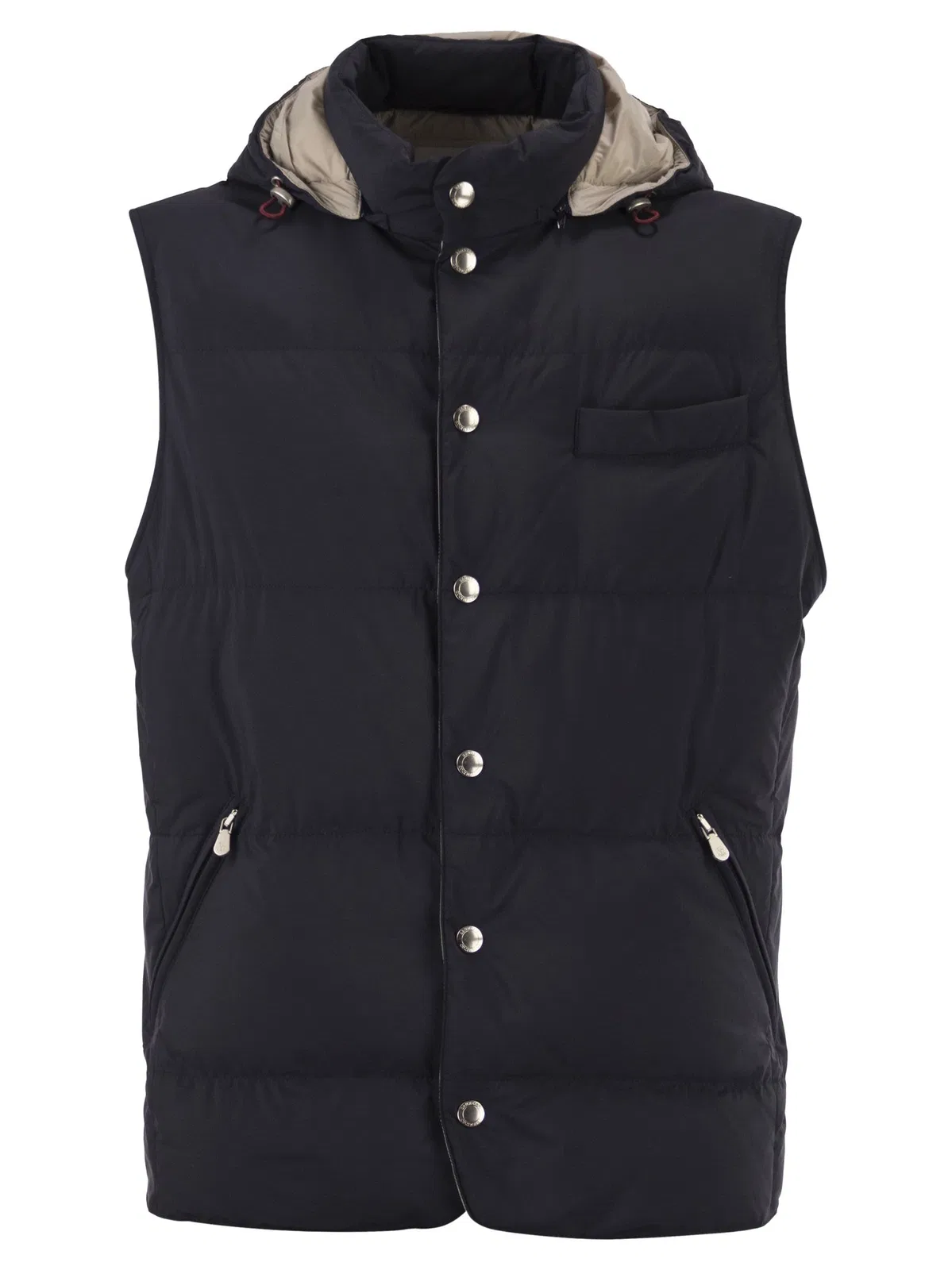 Brunello Cucinelli Padded Hooded Gilet In Technical Fabric