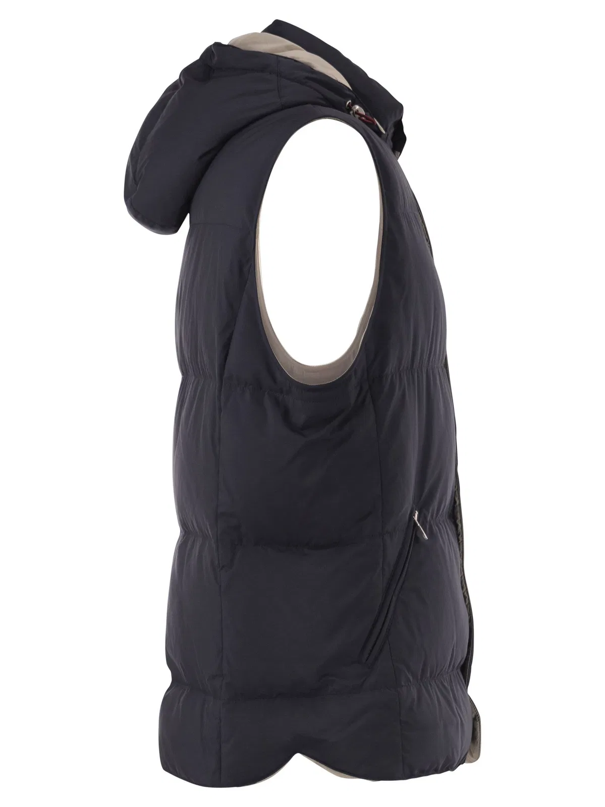 Brunello Cucinelli Padded Hooded Gilet In Technical Fabric