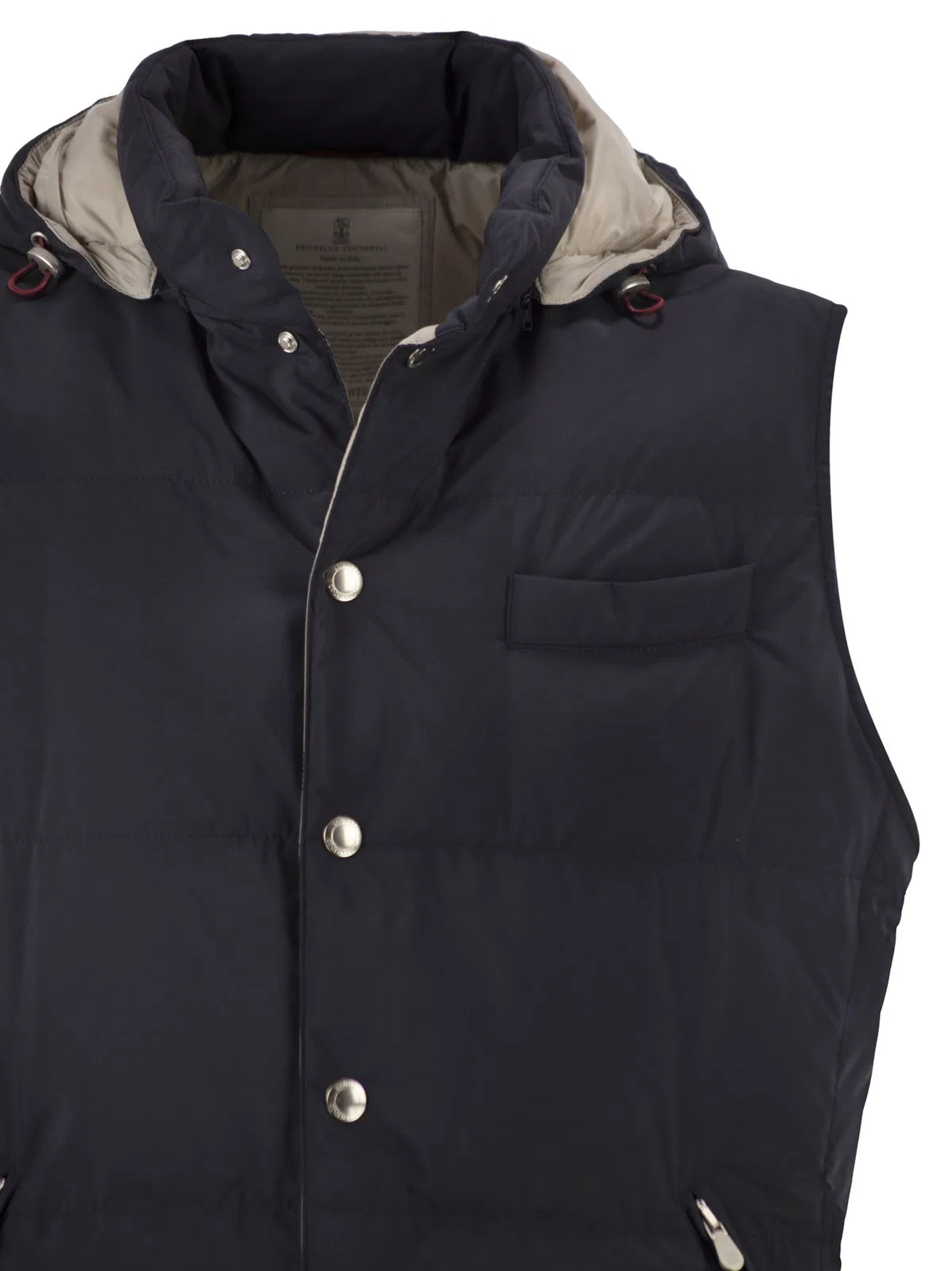 Brunello Cucinelli Padded Hooded Gilet In Technical Fabric