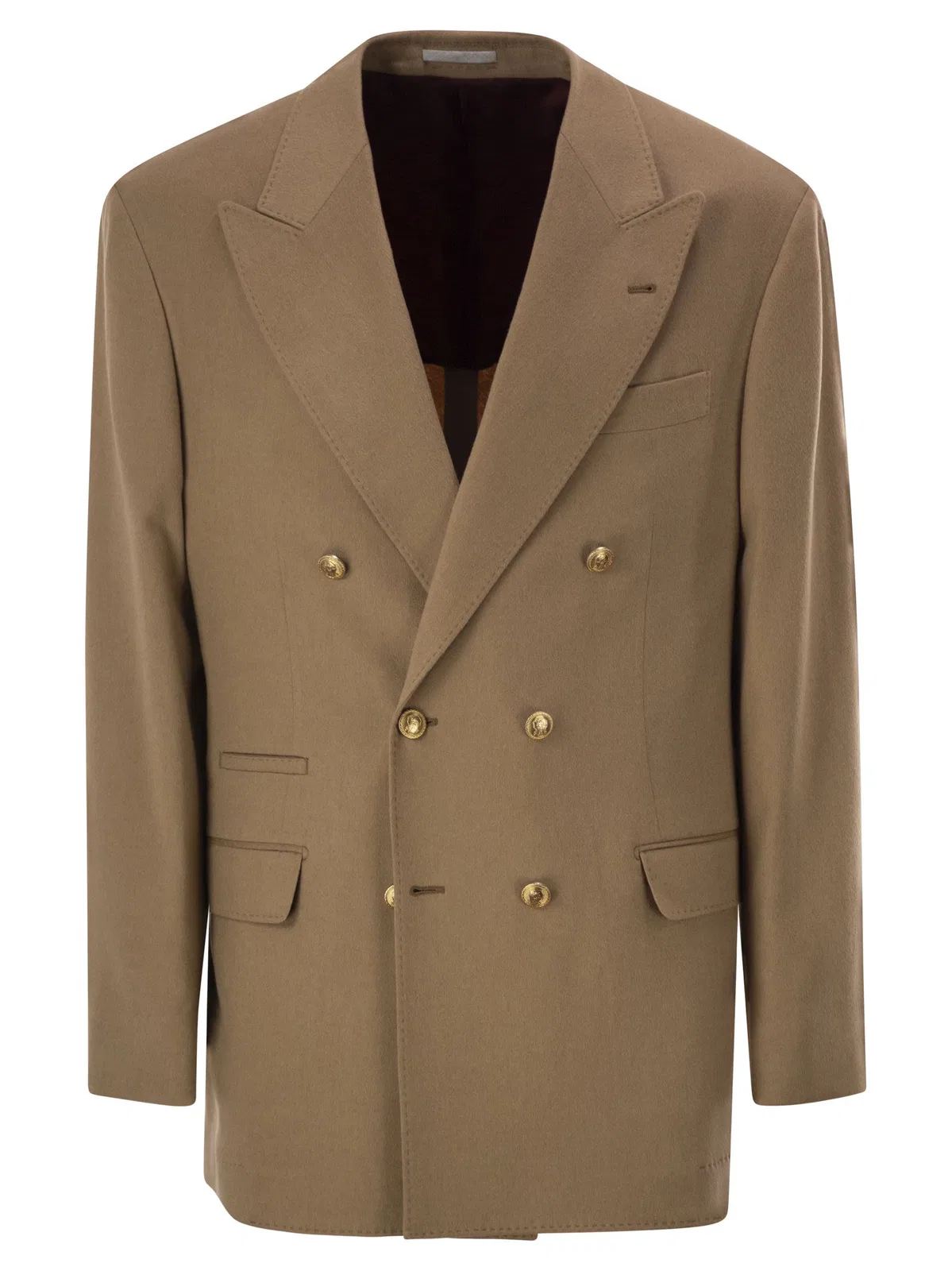 Brunello Cucinelli Double-Breasted Pure Camel Hair Blazer W