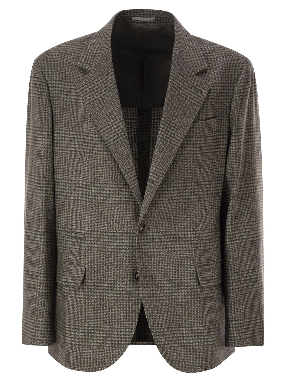 Brunello Cucinelli Prince Of Wales Wool And Cashmere Blazer