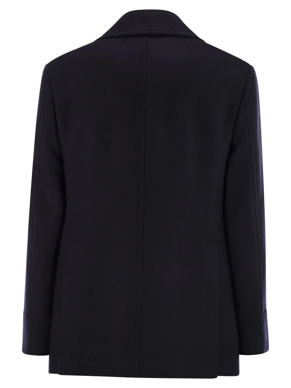 Brunello Cucinelli Double Wool Flannel Pea Coat With Metal 
