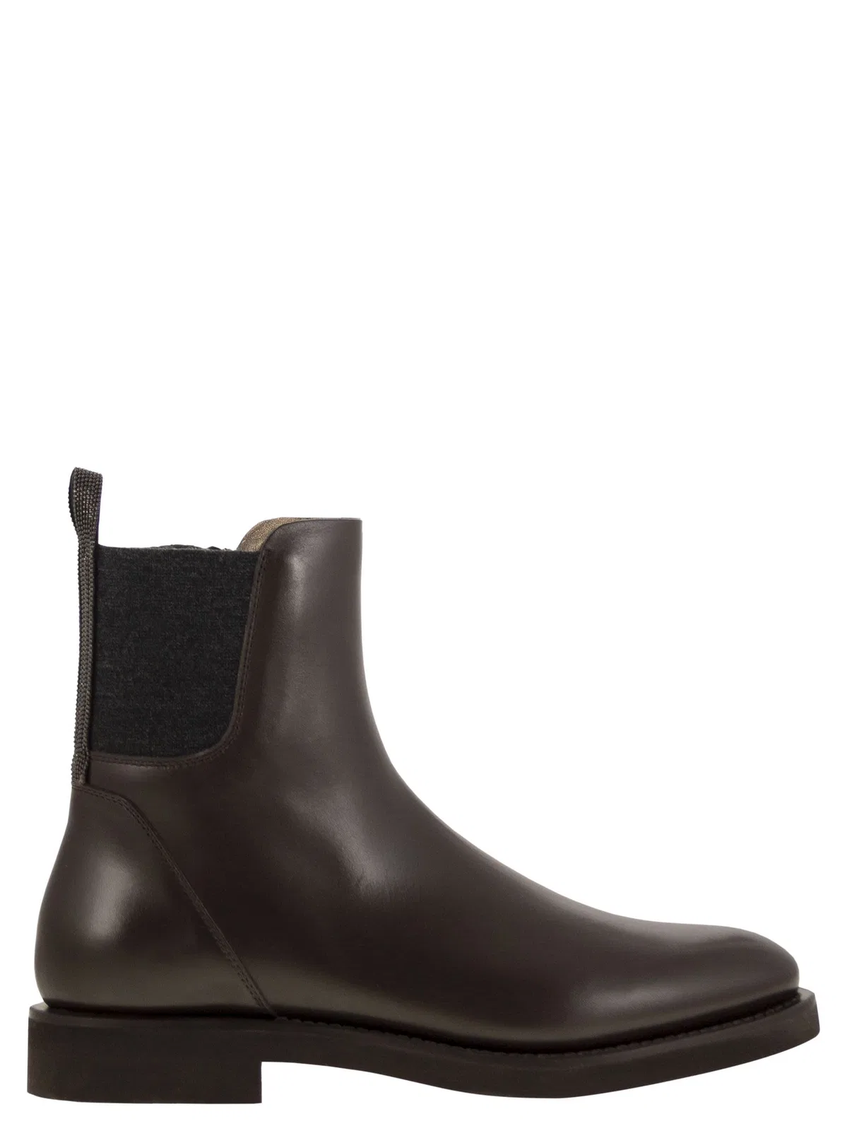 Brunello Cucinelli Chelsea Boot In Matt Calfskin With Shiny