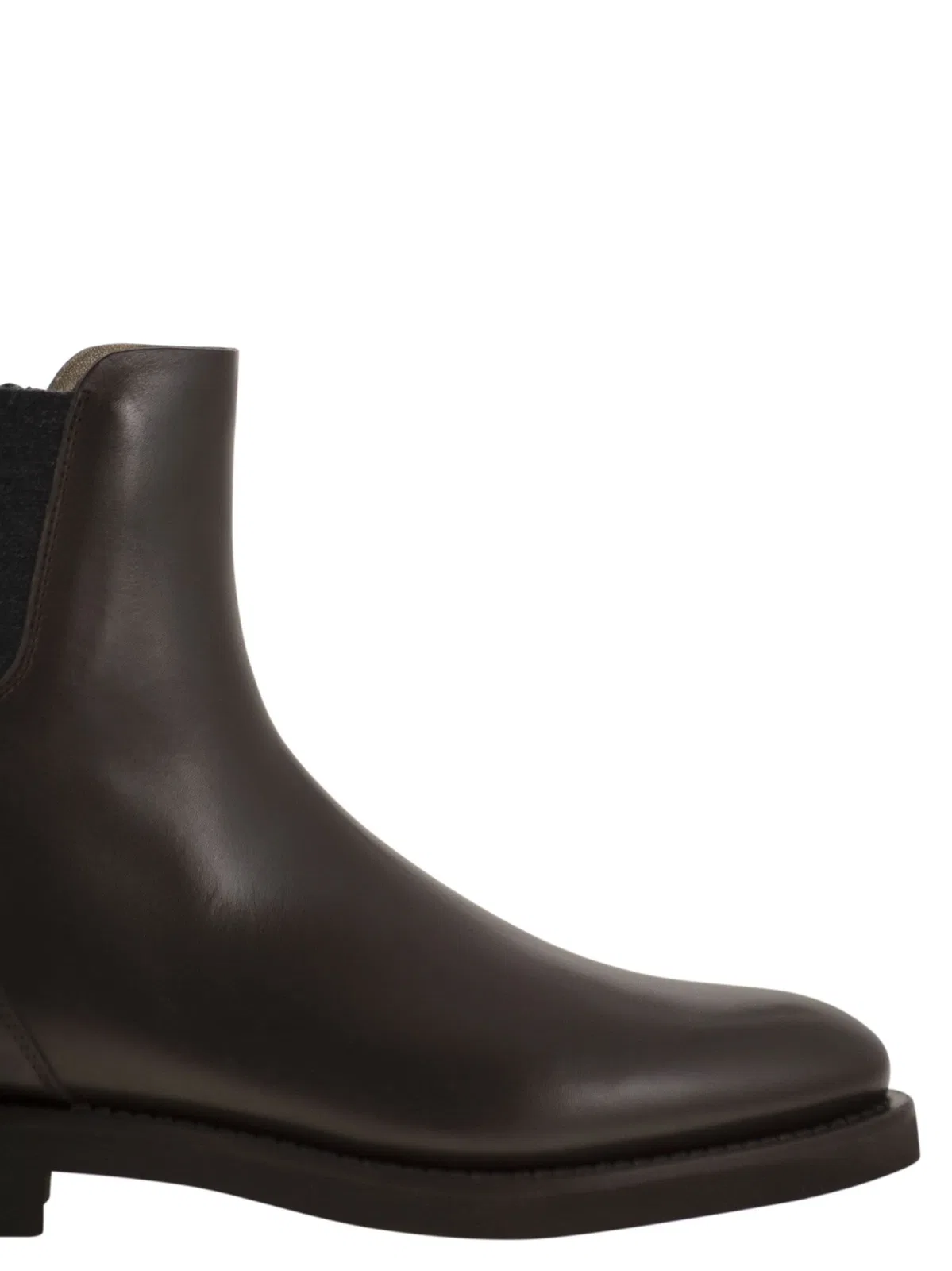 Brunello Cucinelli Chelsea Boot In Matt Calfskin With Shiny