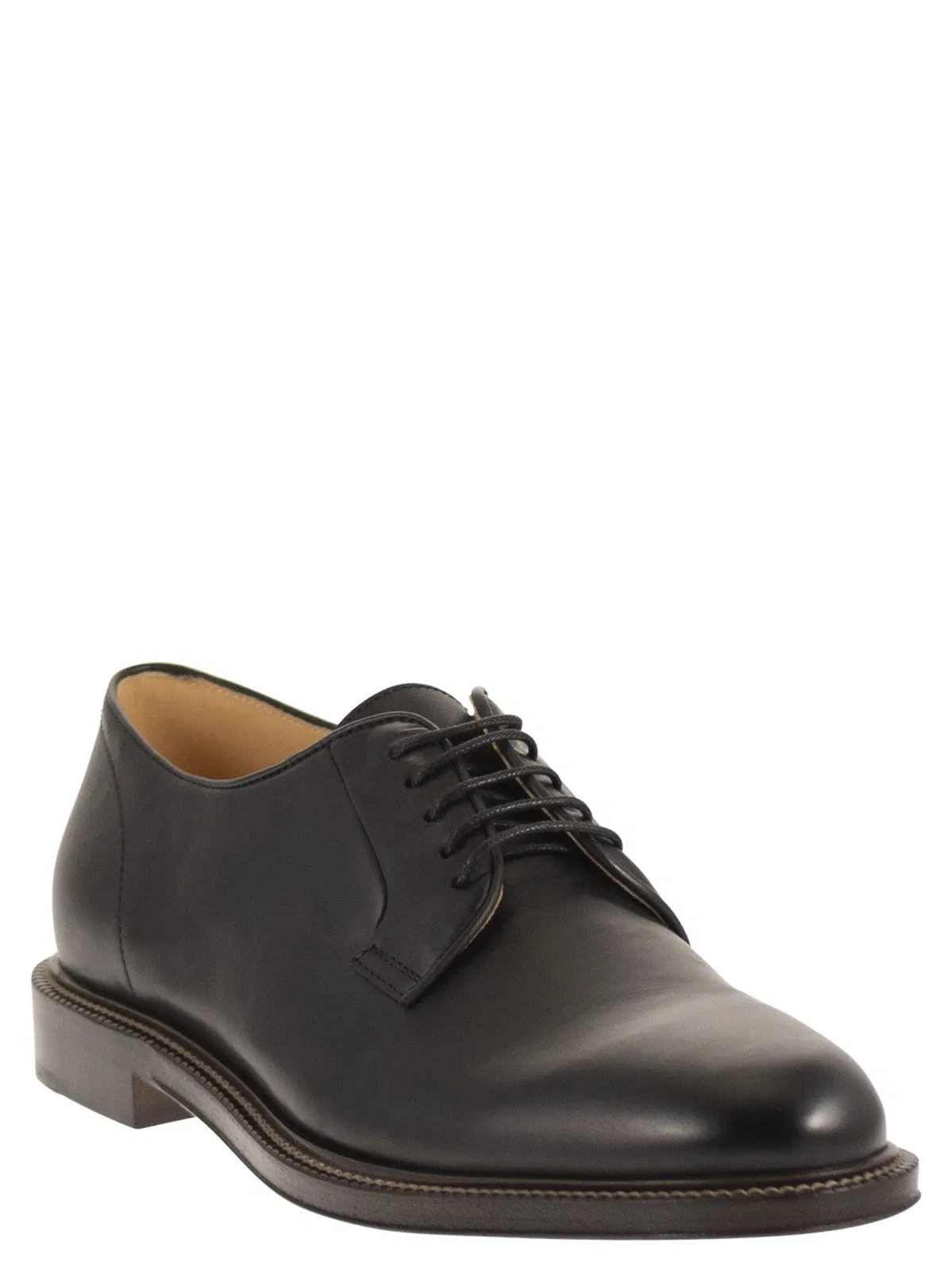 Brunello Cucinelli Derby Shoe In Smooth Calfskin Leather