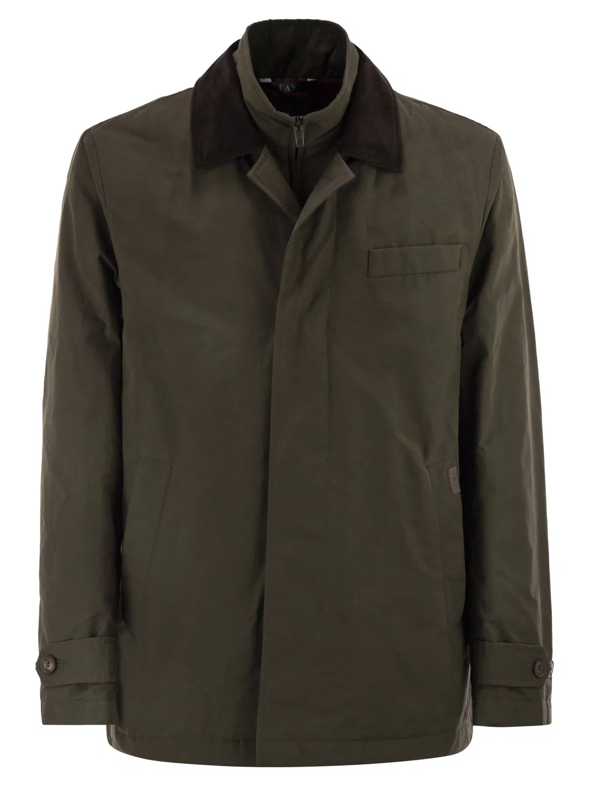 Fay Short Morning Raincoat In Cotton And Nyl