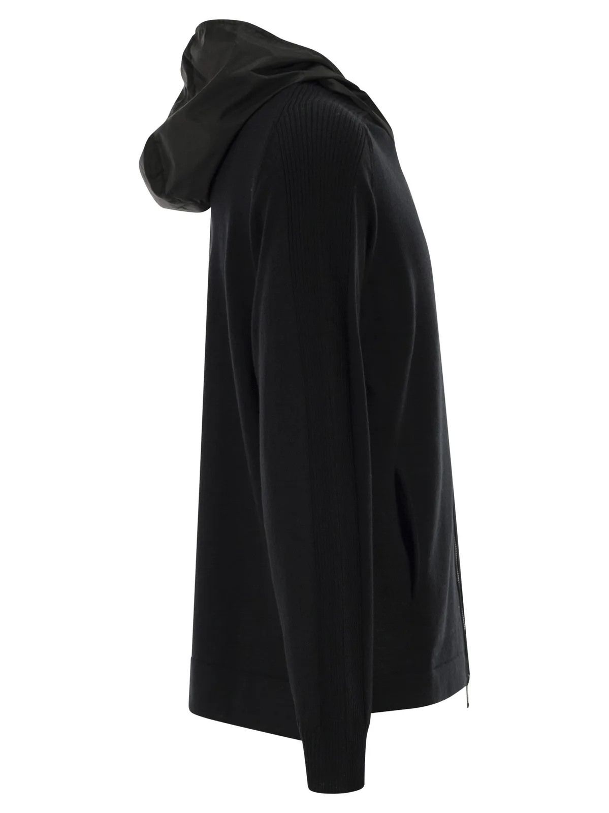 Premiata Wool Cardigan With Nylon Hood