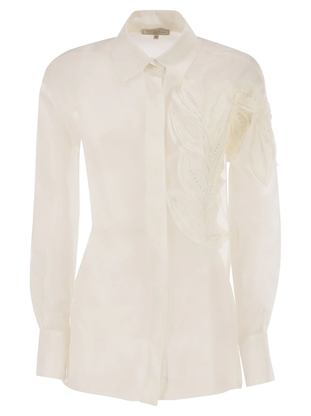Antonelli Firenze Silk Shirt With Floral Appliqué