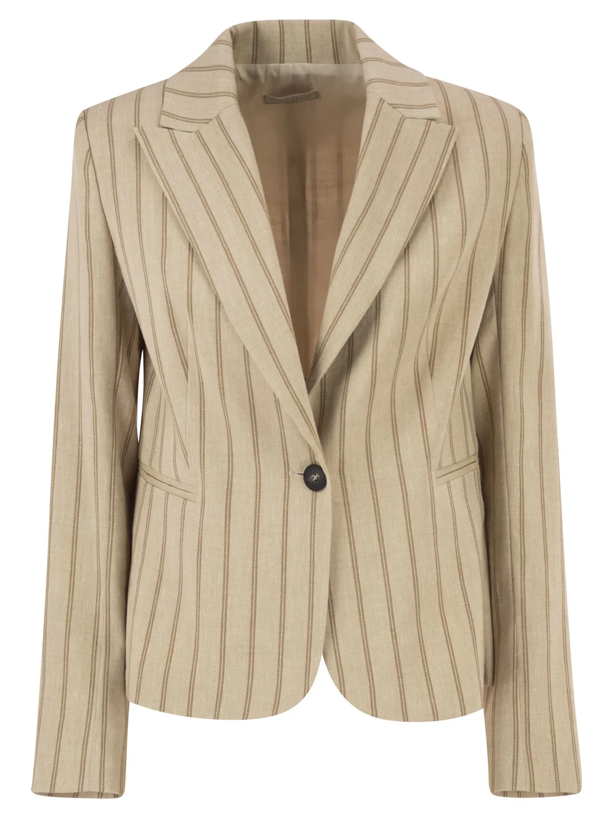 Antonelli Firenze Pinstriped Single-Breasted Linen Blend B