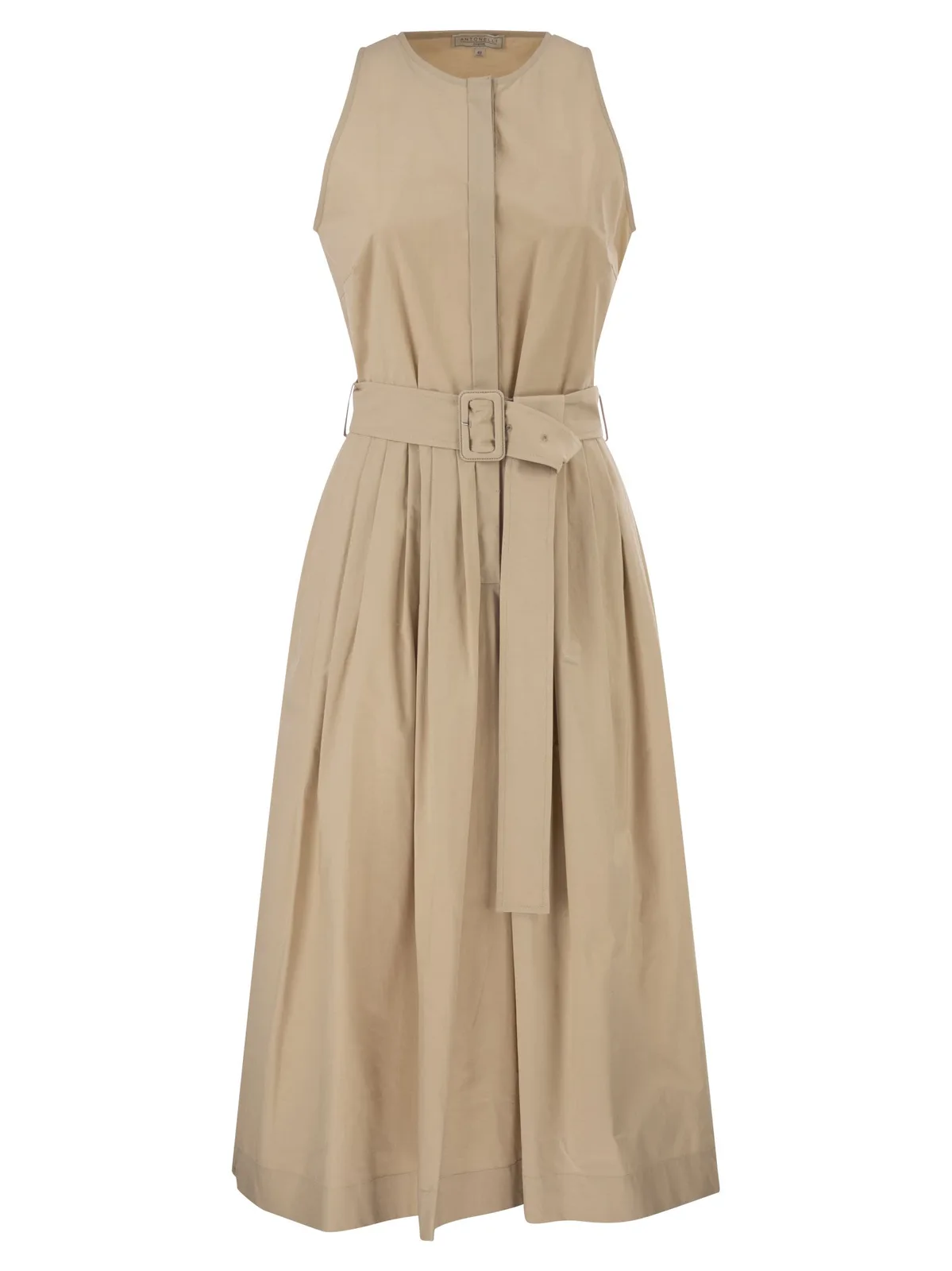 Antonelli Firenze Sleeveless Cotton Stretch Midi Dress Wit