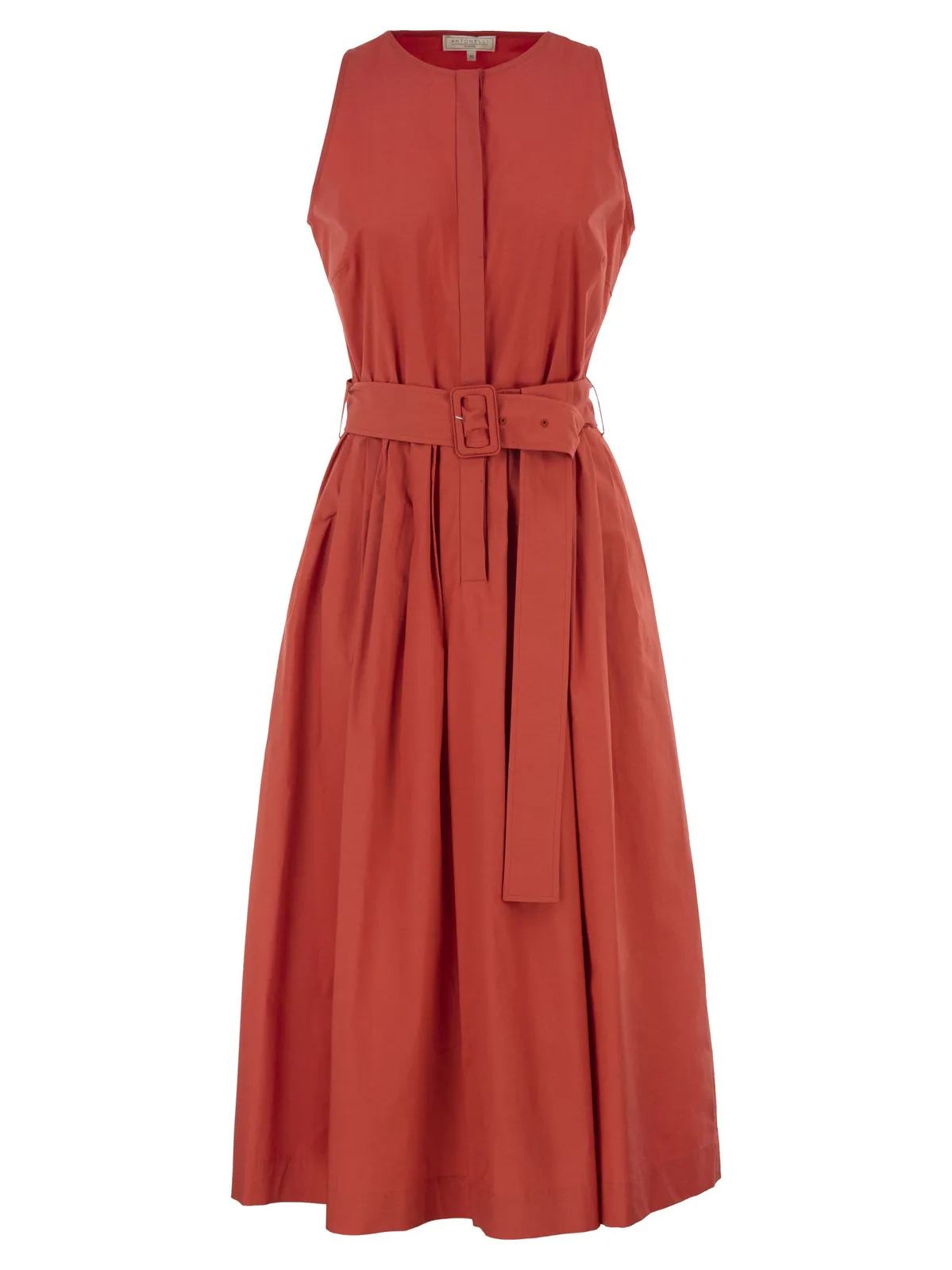 Antonelli Firenze Sleeveless Cotton Stretch Midi Dress Wit