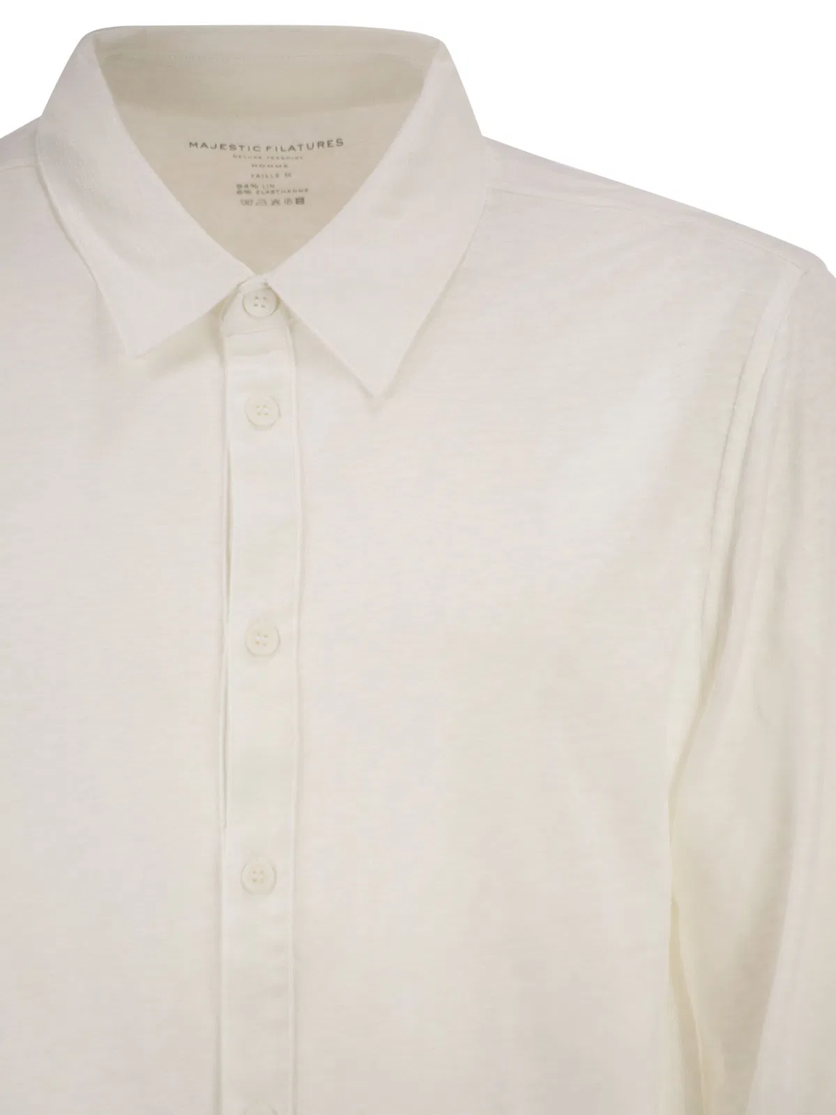 Majestic Stretch Linen Shirt With Front Button Fa