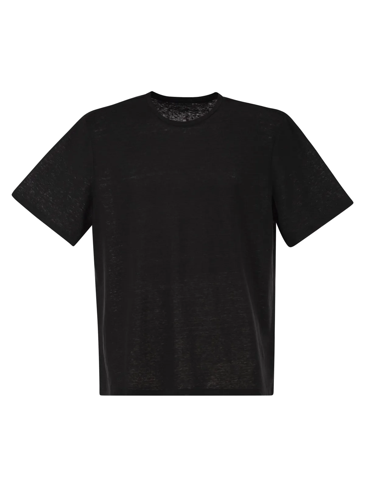 Majestic Stretch Linen T-Shirt With Round Necklin