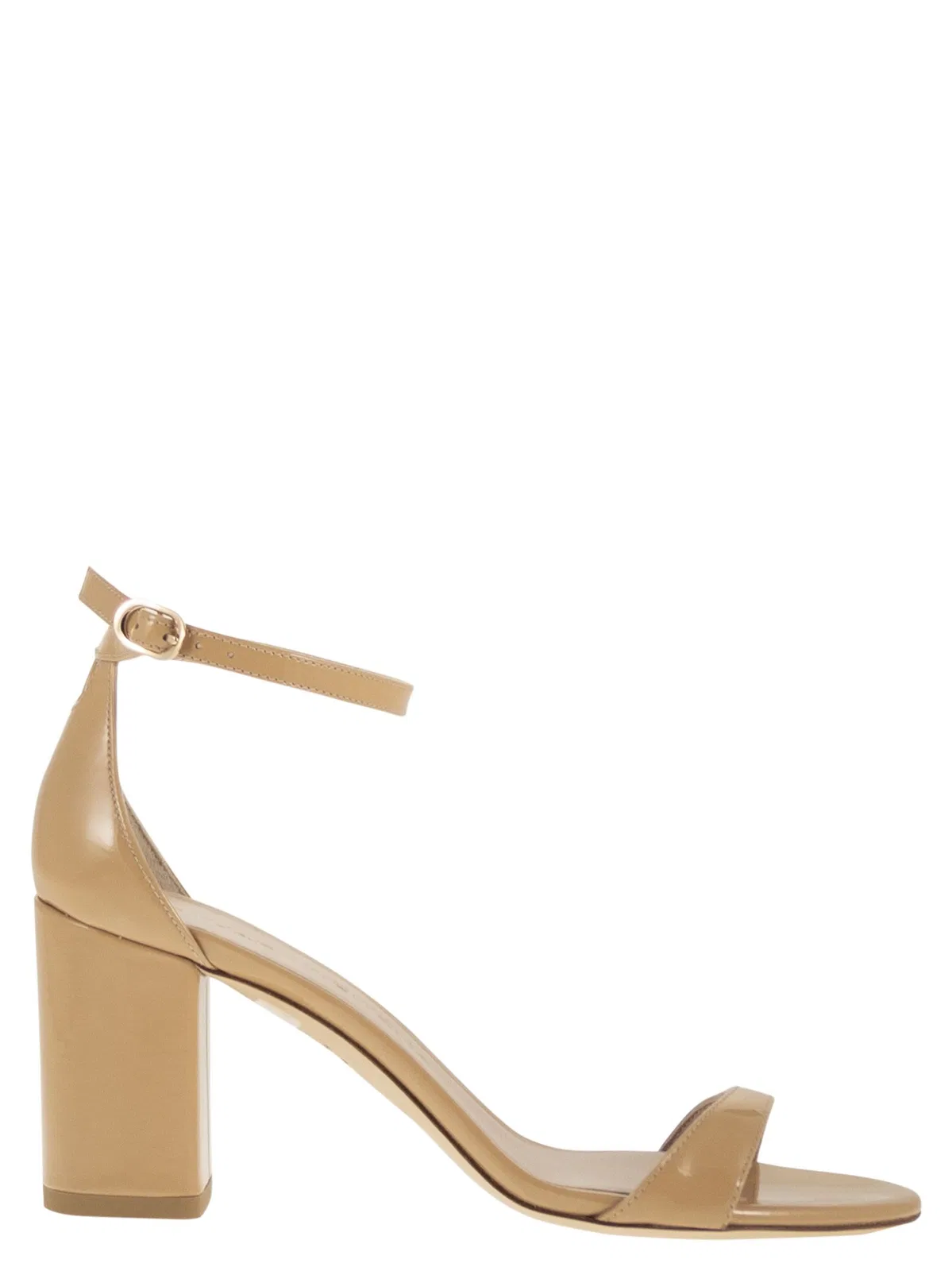 Stuart Weitzman Shiny Leather Sandals With Block Heel