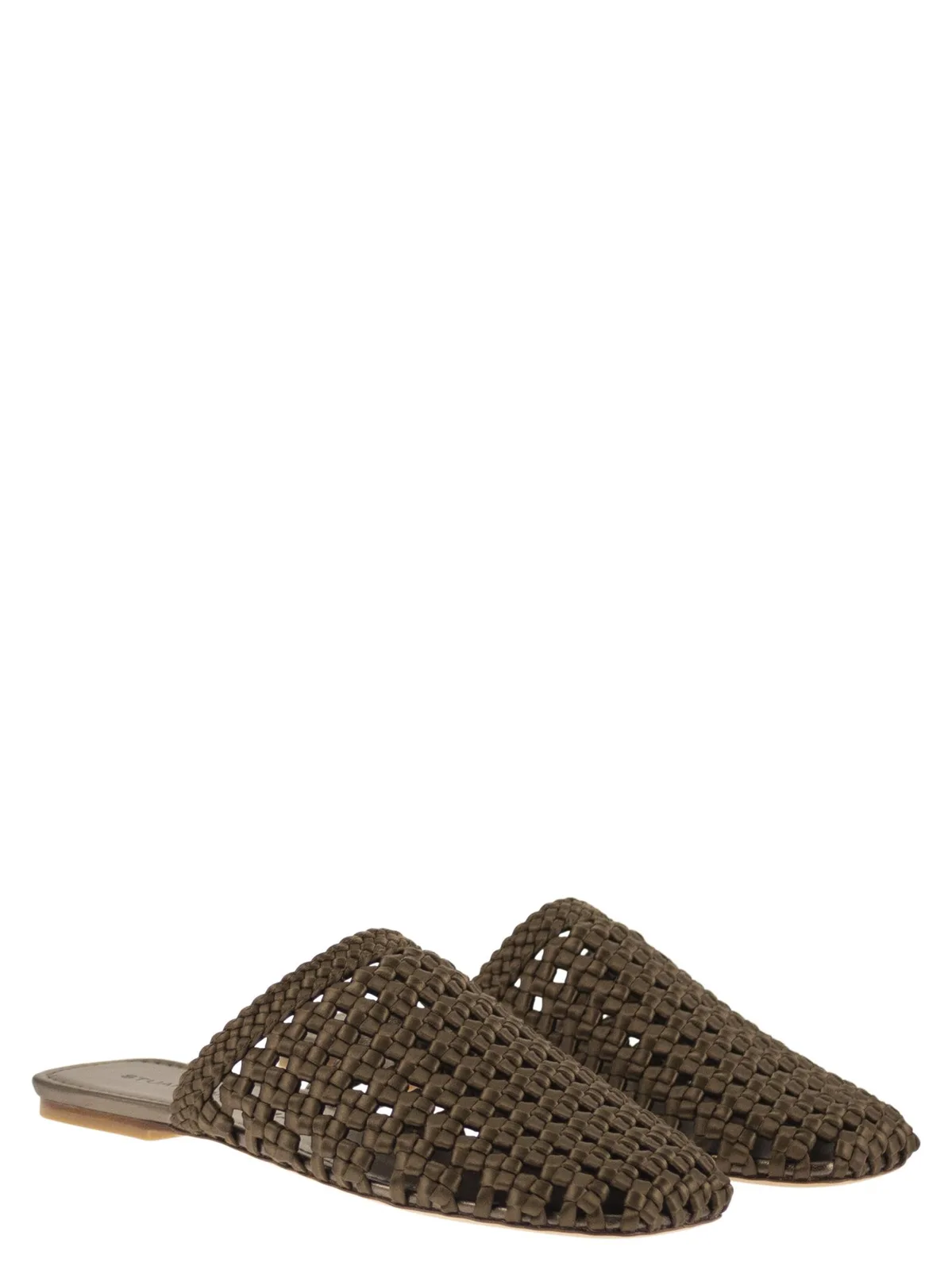 Stuart Weitzman Marina - Woven Satin Mules With Pointed 