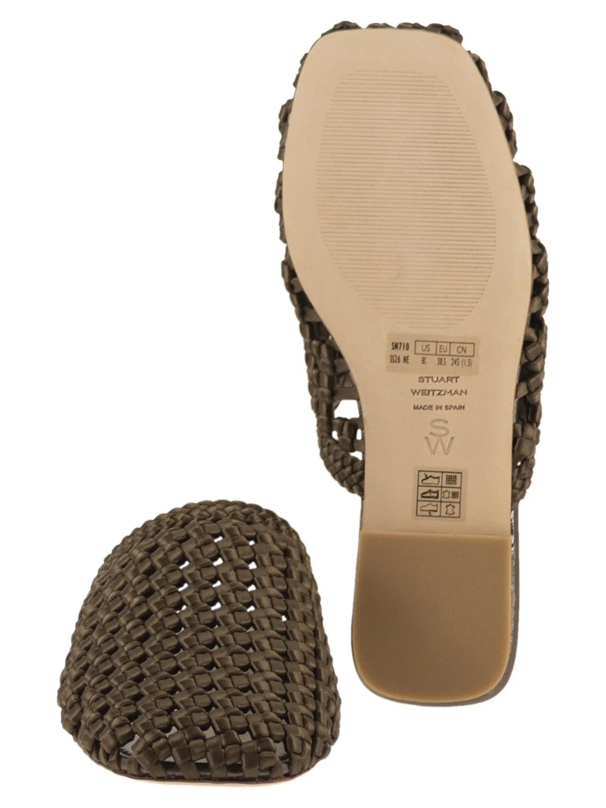 Stuart Weitzman Marina - Woven Satin Mules With Pointed 