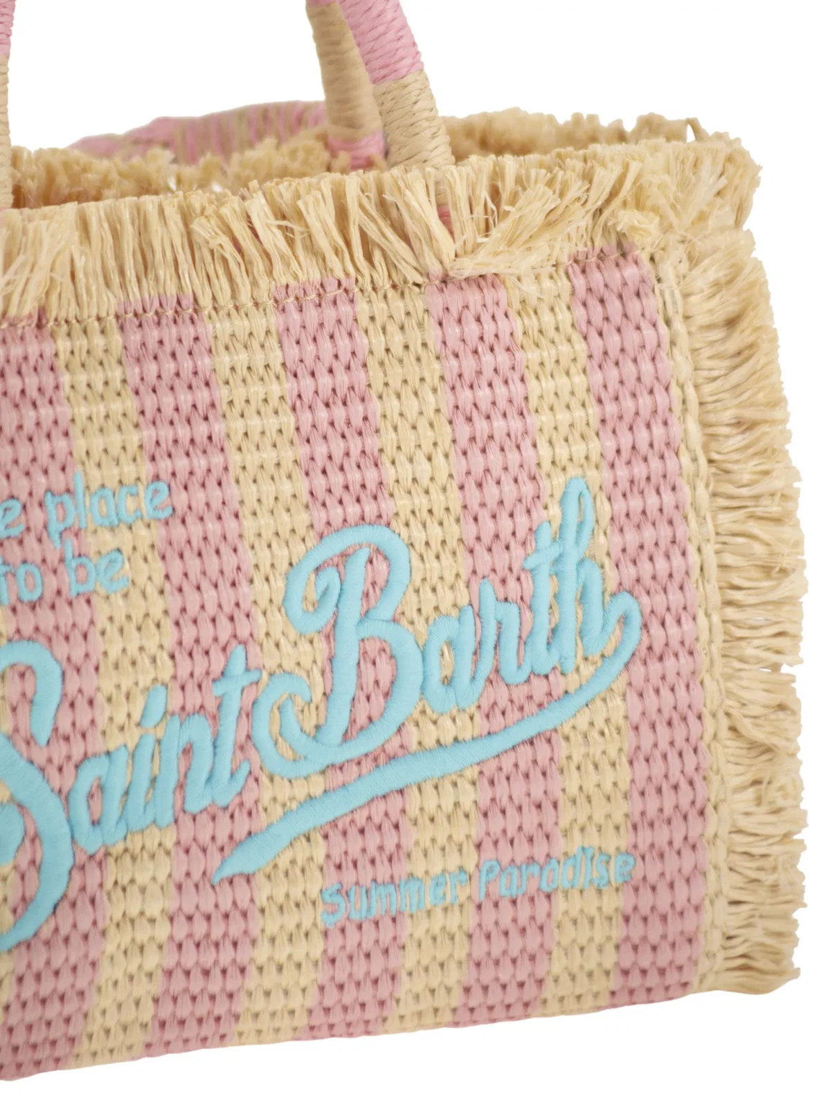 Mc2 Saint Barth Striped Woven Mini Bag With Embroidered 