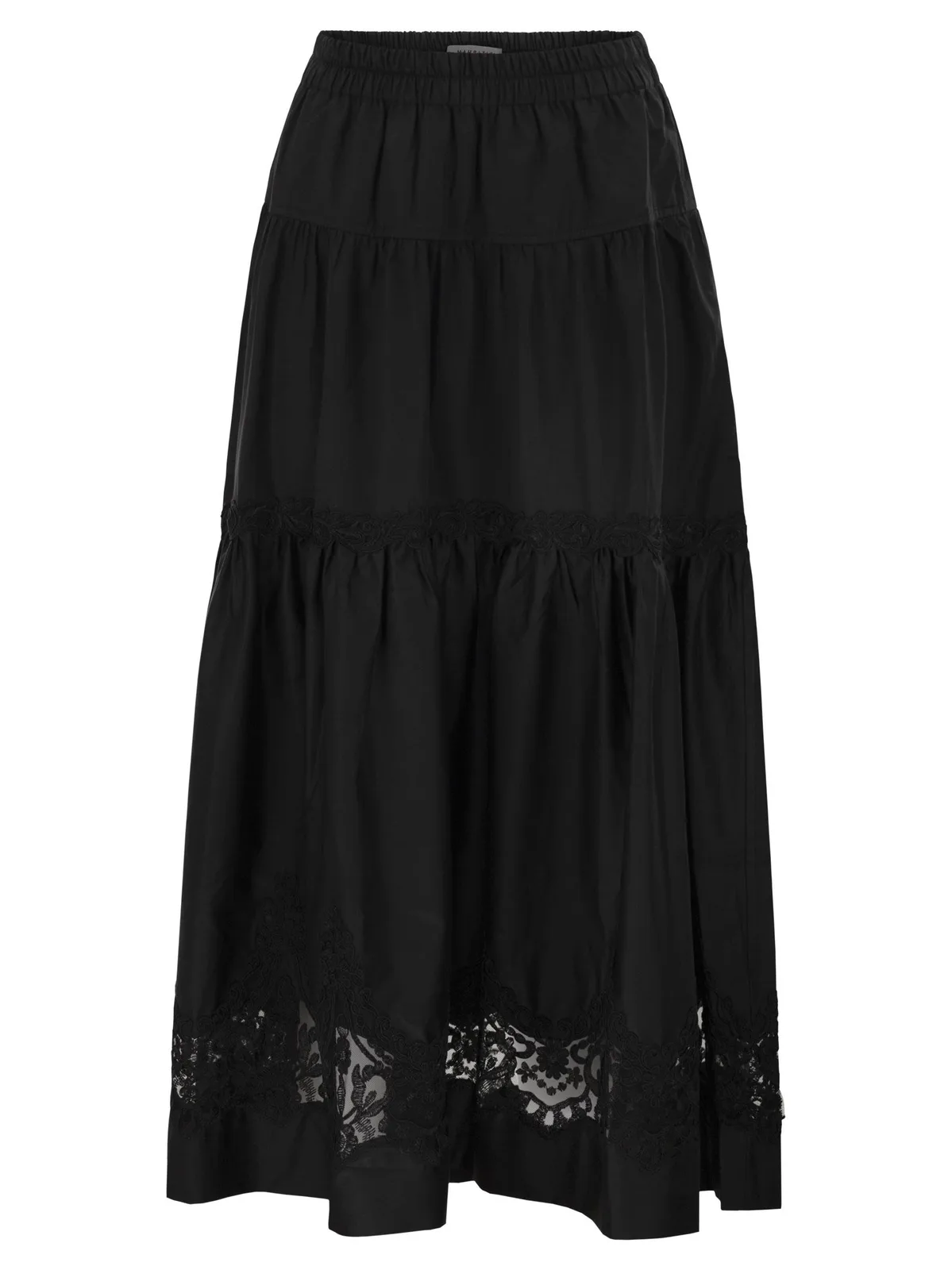 Maurizio Mykonos Cotton And Rayon Midi Skirt With Embroid