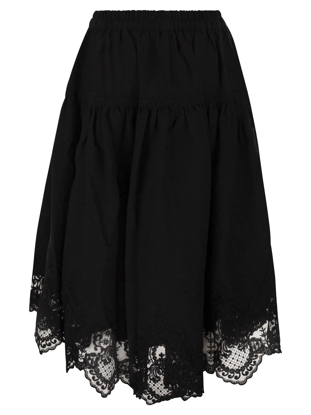 Maurizio Mykonos Linen And Rayon Midi Skirt With Embroide