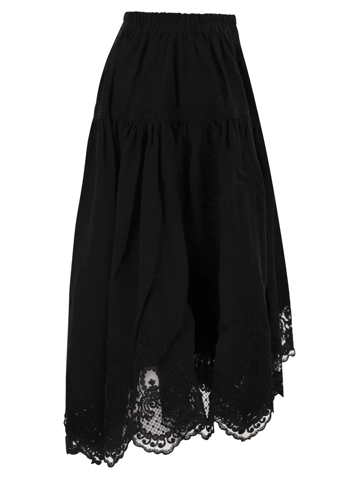 Maurizio Mykonos Linen And Rayon Midi Skirt With Embroide
