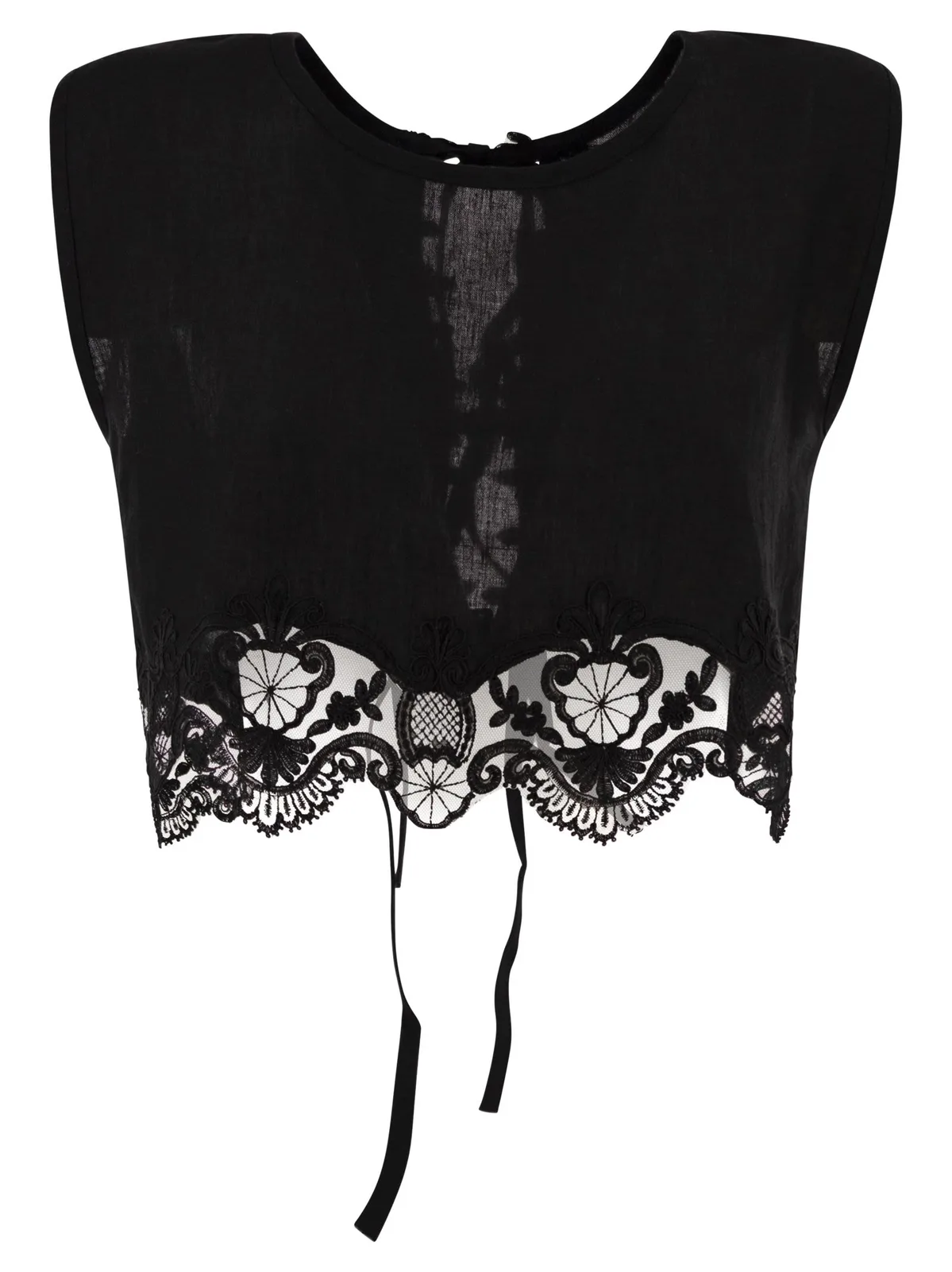 Maurizio Mykonos Lightweight Linen Top With Broderie Angl