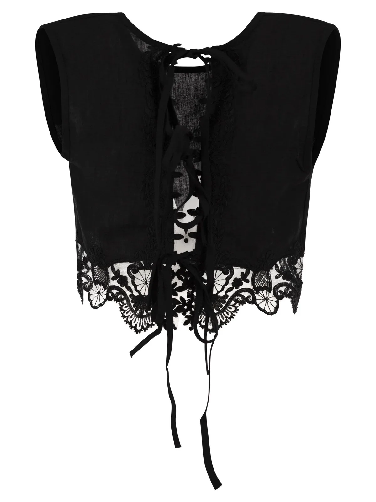 Maurizio Mykonos Lightweight Linen Top With Broderie Angl