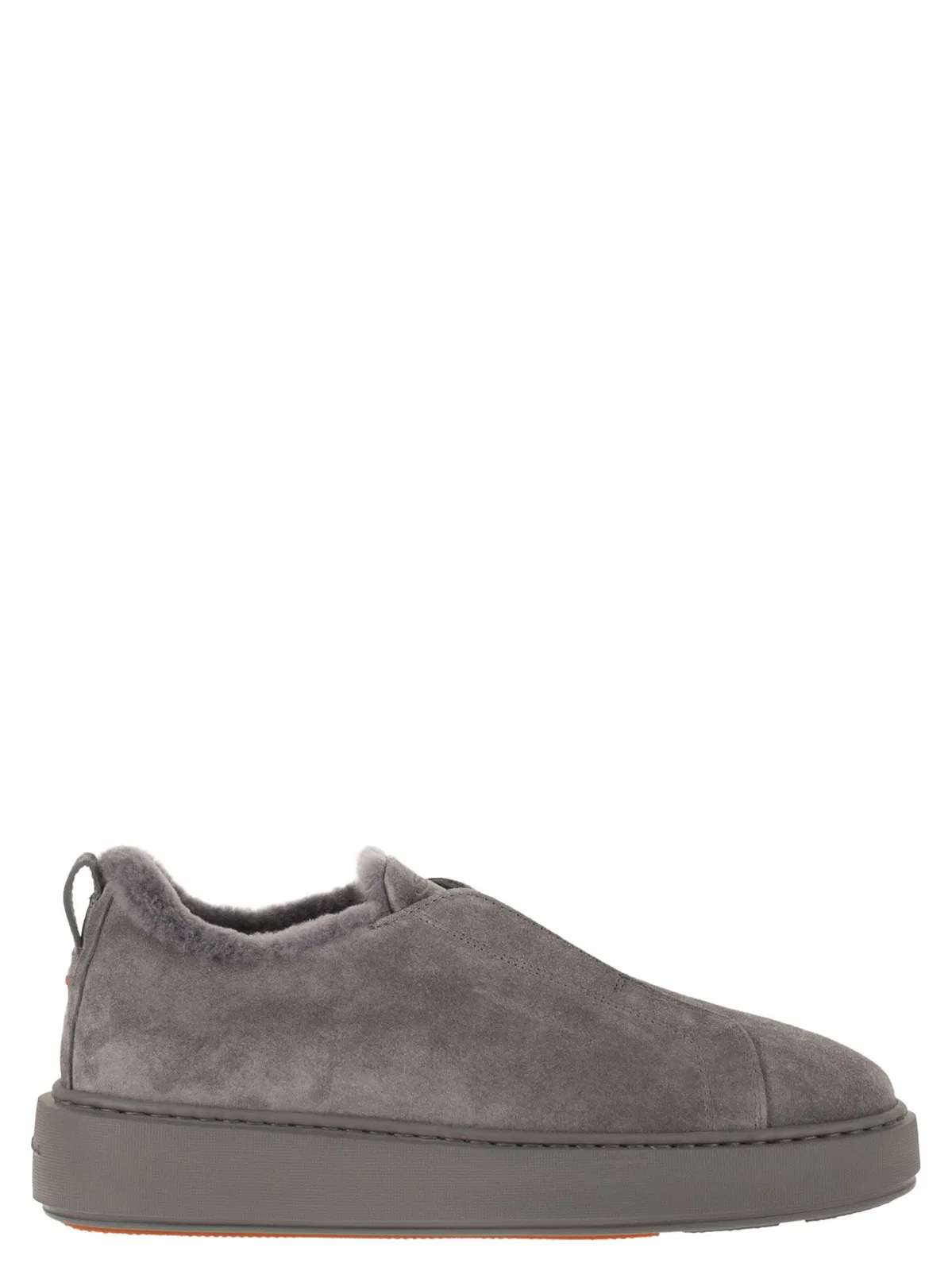 Santoni Slip-On Suede Sneakers With Fur
