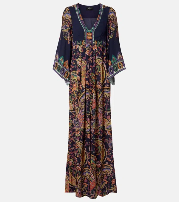 Etro Paisley Pleat Viscose Maxi Dress