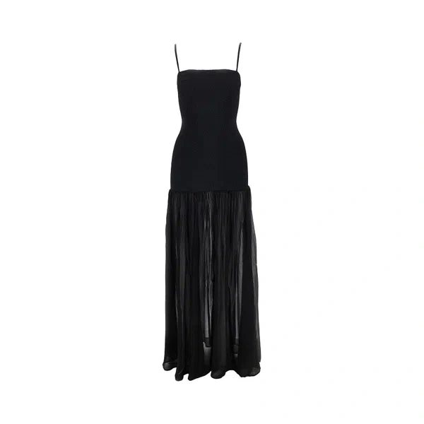 Hunza G Hybrid Crinkled Flared Maxi Dress
